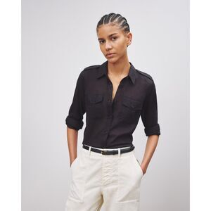 Nili Lotan Jora Tunic Shirt Top Cotton Long Sleeve Buttondown Black S NEW 283749